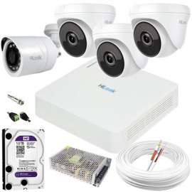 Kit C�meras de Seguran�a Full HD 1080p Hilook Com 3 C�meras Dome Interna e 1 Bullet Externa