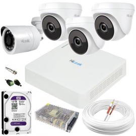 Kit C�meras de Seguran�a Full HD 1080p Hilook Com 3 C�meras Dome Interna e 1 Bullet Externa
