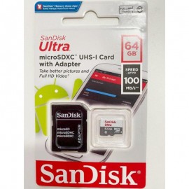 Carto de Memria 64gb Micro Sd Ultra 100mbs Classe 10 Sandisk