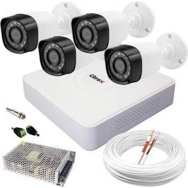 KIT CAMERAS DE SEGURAN�A  C/ DVR 4 CANAIS C/ 4 C�MERAS HD INFRAVERMELHO E ACESS�RIOS 