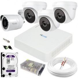 Kit Cmeras de Segurana Full HD 1080p Hilook Com 3 Cmeras Dome Interna e 1 Bullet Externa